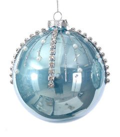 Lyseblå Julekule Med Strass