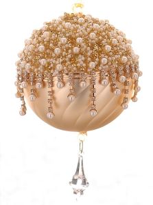 Gylden Kule Med Strass & Perledekor