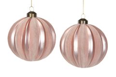 2 Pk Pudderrosa Fløyel Glasskuler