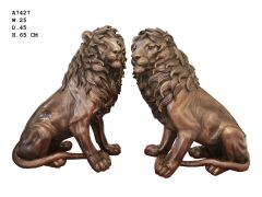 Vakkert Detaljrikt Løvepar - I Bronse